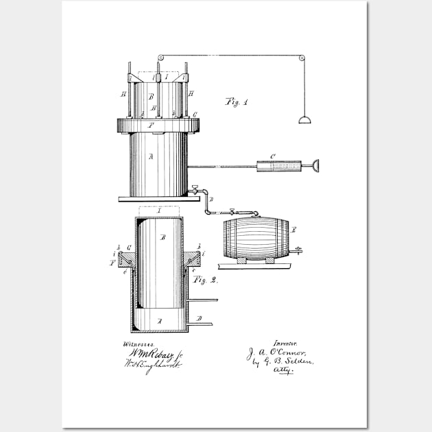 Apparatus for Forcing Beer from Casks Vintage Patent Hand Drawing Wall Art by TheYoungDesigns